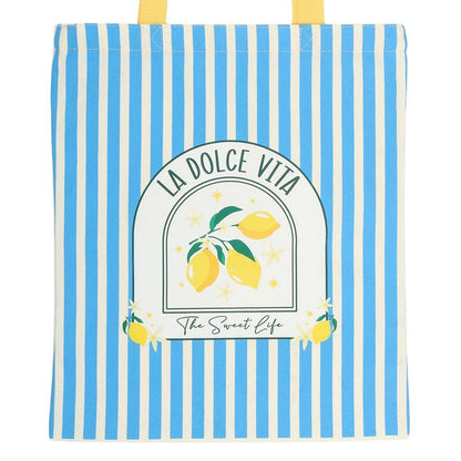 Blue Striped La Dolce Vita Polycotton Tote Bag