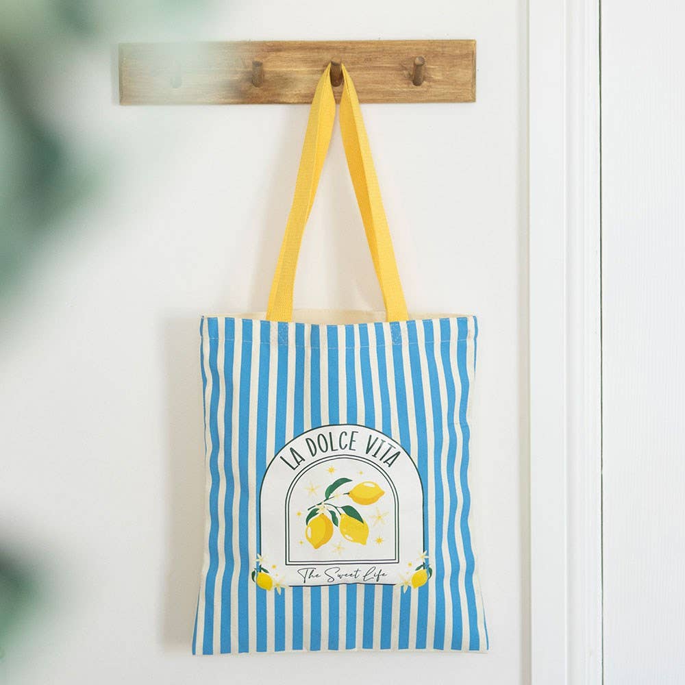 Blue Striped La Dolce Vita Polycotton Tote Bag