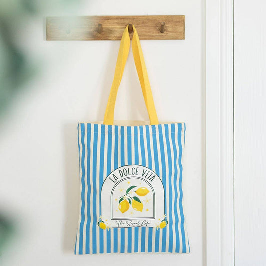 Blue Striped La Dolce Vita Polycotton Tote Bag