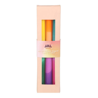 Dipped Aura Energy Set of 3 Taper Candles