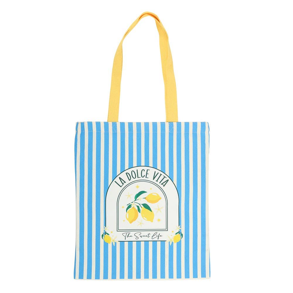 Blue Striped La Dolce Vita Polycotton Tote Bag