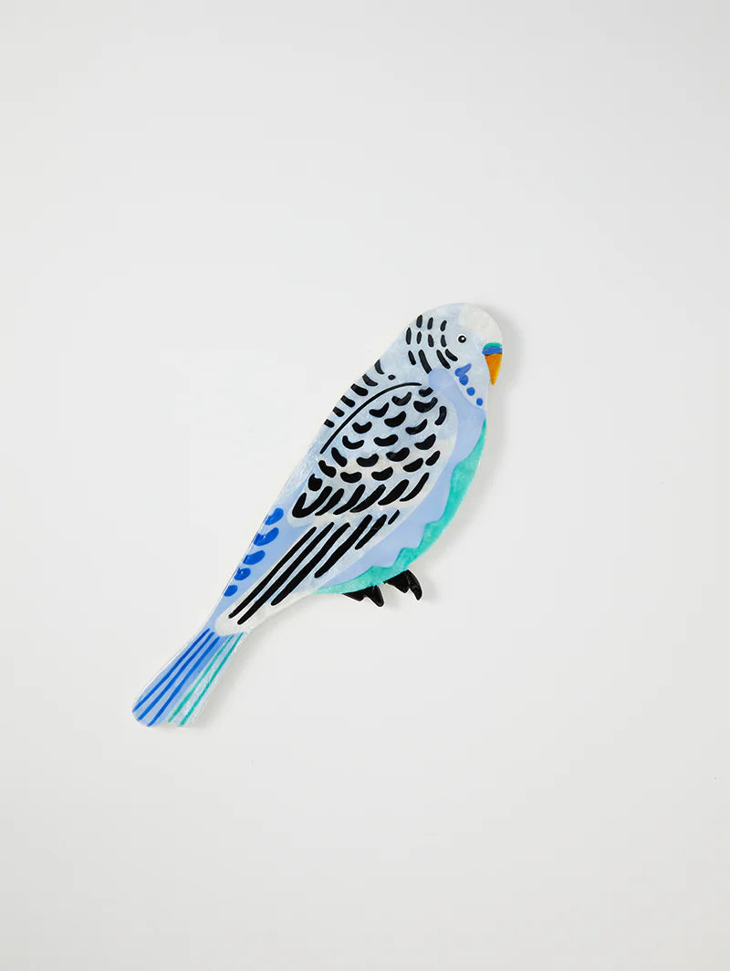 Stylized illustration of a bird on a light gray background